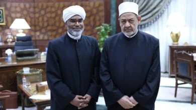 المفتي الدكتور فايد سعيد بجوار الإمام الأكبر الأستاذ الدكتور أحمد الطيب شيخ الأزهر